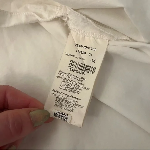 MSGM dress white mini IT 44 US 8 ruffle tiered cotton pockets shirt cocktail EUC